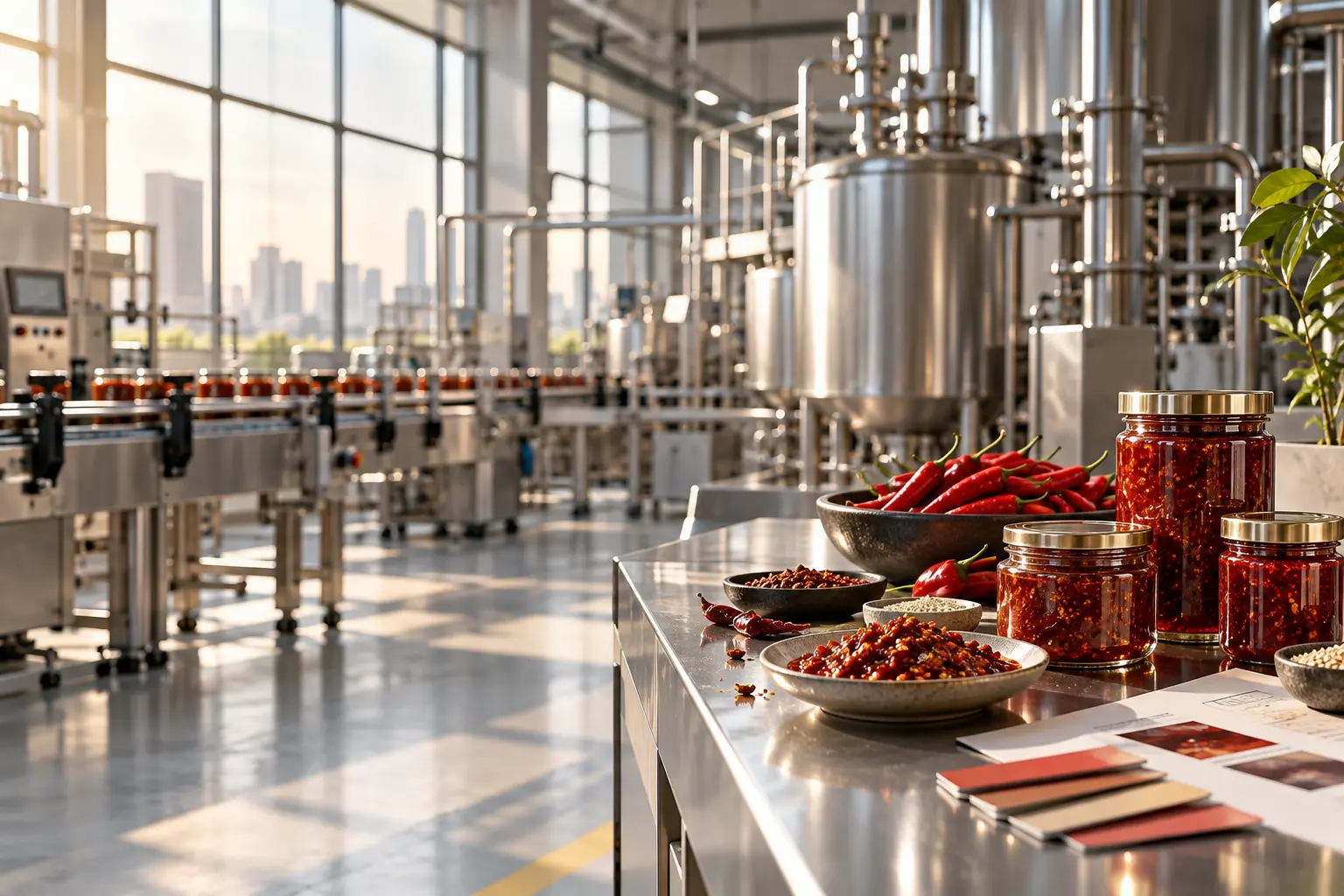 Illustrative food manufacturing and condiment development environment